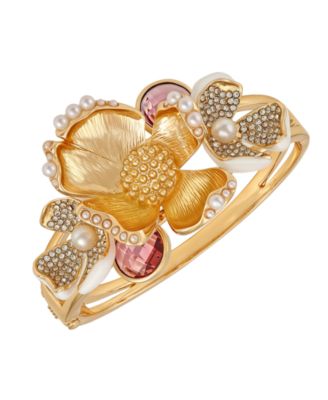 Side Hinge Floral Statement Bracelet
