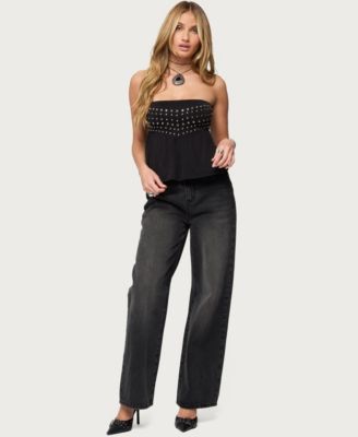 Women's Alease Stud & Grommet Strapless Top