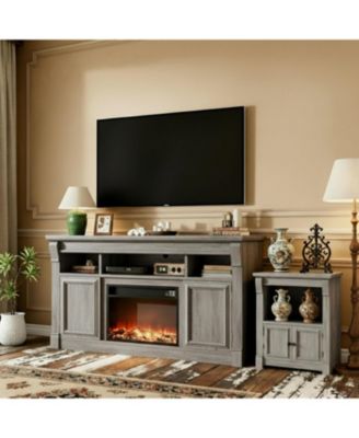 58" Fireplace TV Stand with 36" Electric Fireplace & Storage