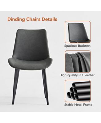 PU Leather Dining Chairs Set of 2, Dining Chair with Iron Legs