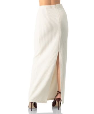 Women's Long Ribbed Pencil Skirt with Back Zipper