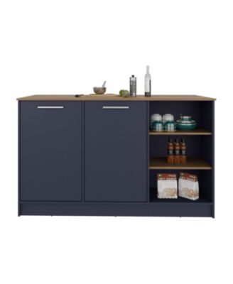 Red Rock Kitchen Island with 2 Doors and Open Storage