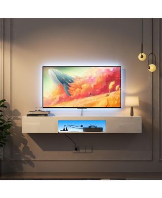 Wall Mounted Floating TV Stand with Remote Control Cable Management Media Console Table Entertainment Center