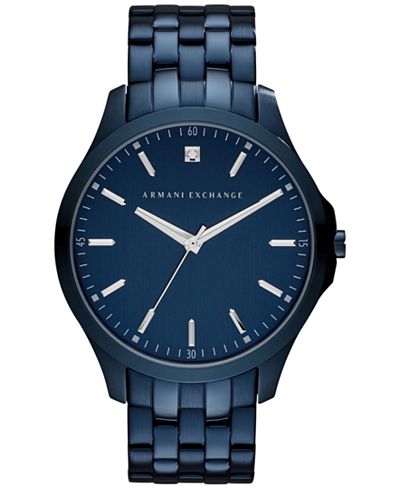 A|X Armani Exchange Men's Diamond Accent Blue Ion-Plated Stainless Steel Bracelet Watch 46mm AX2184