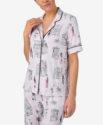 Women's Sleepwear Short-Sleeve Notch Collar, 2-Piece Set