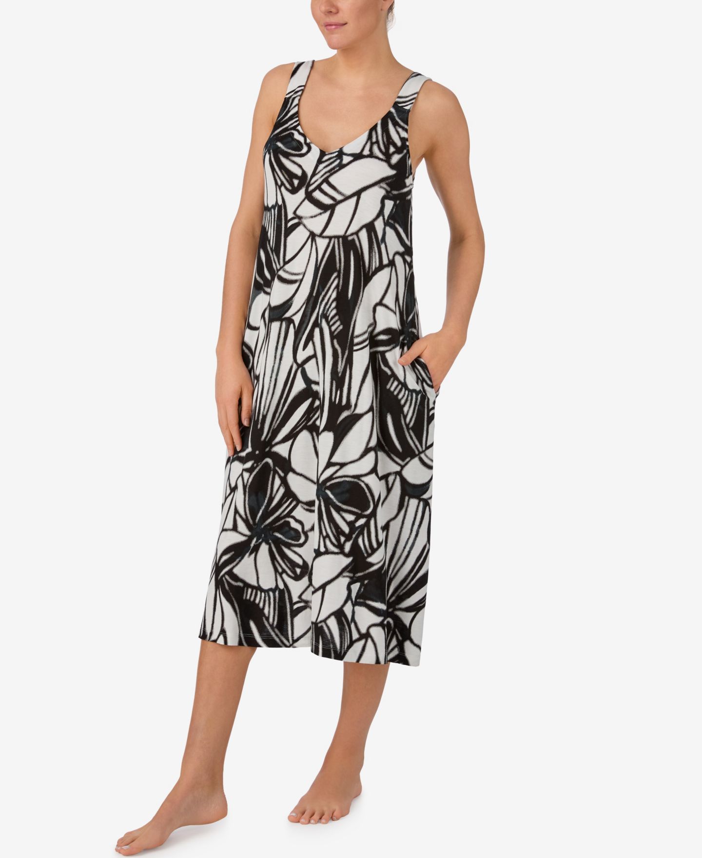 Сорочка Sleepwear, без рукавов — DKNY, цвет: Чёрный с принтом — фото 2