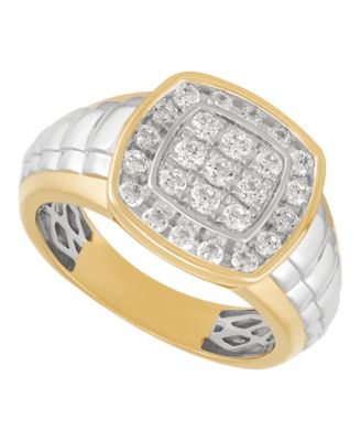 Lab Grown Diamond Cluster Ring (1 ct. t.w.) in 14k Yellow Gold Plated Sterling Silver with Rhodium