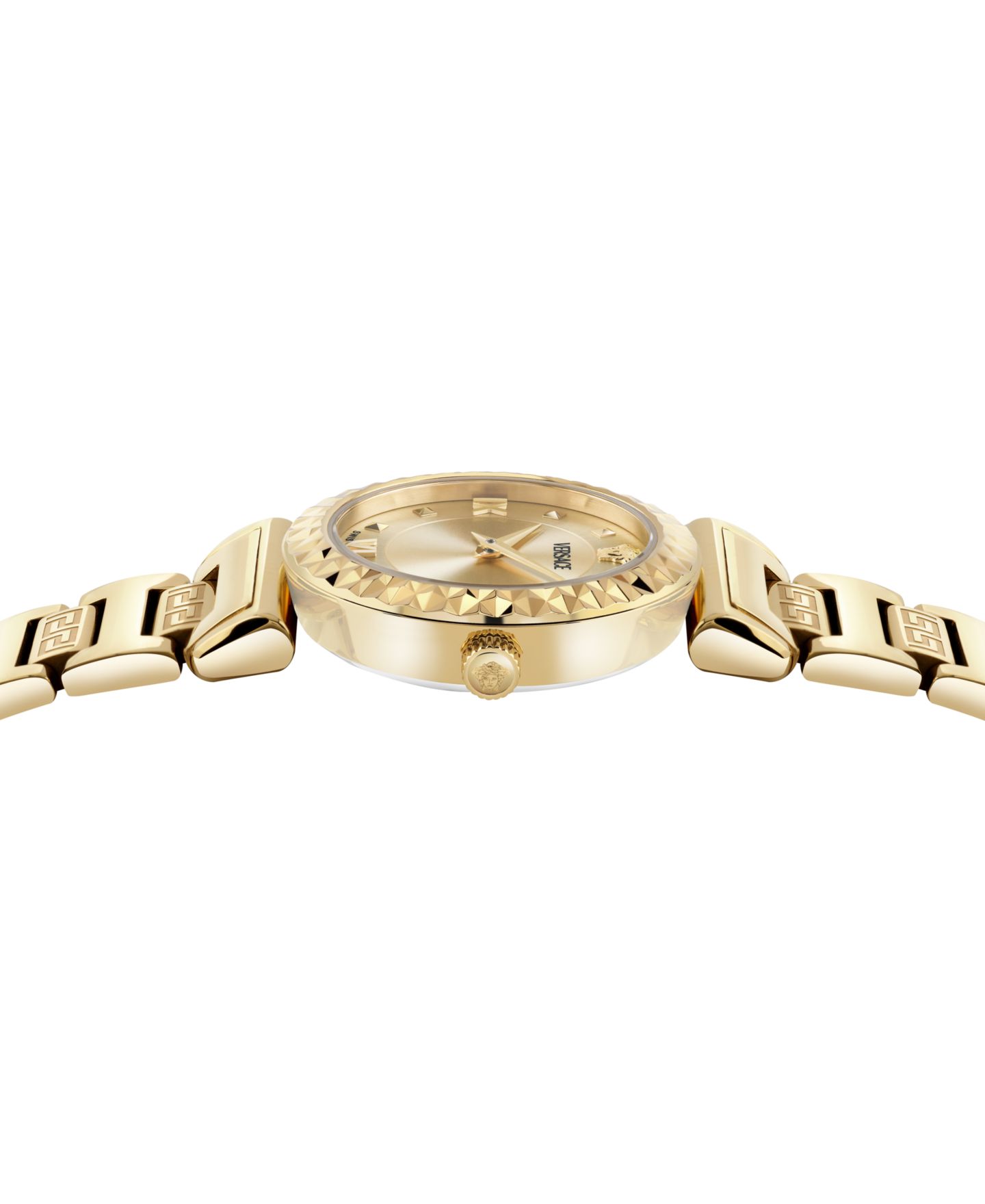 Женские часы Versace Mini Vanity IP Yellow Gold Stainless Steel Bracelet Watch, 27mm — фото 2