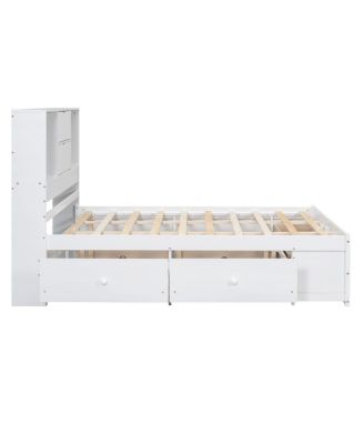 Platform Bed with Storage Headboard and 8 Drawers