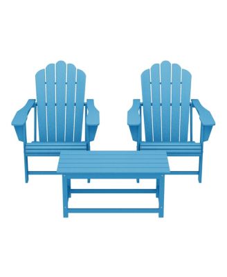 3-Piece Adirondack Chairs with Cup Holders and Coffee Table Set