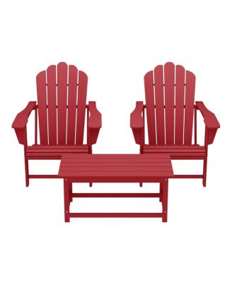 3-Piece Adirondack Chairs with Cup Holders and Coffee Table Set