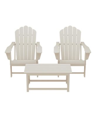3-Piece Adirondack Chairs with Cup Holders and Coffee Table Set