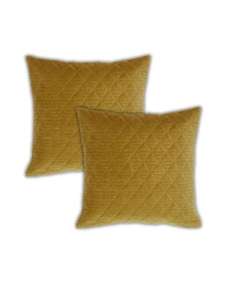 Diamond Quilted Velvet Decorative Throw Pillow Covers, 20"x 20", Set of 2