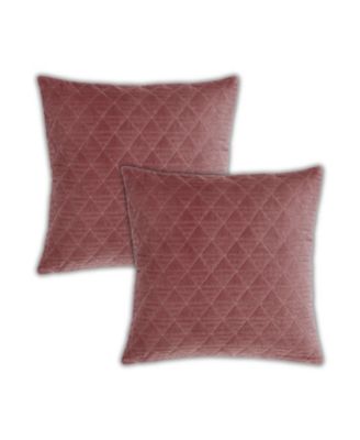 Diamond Quilted Velvet Decorative Throw Pillow Covers, 20"x 20", Set of 2