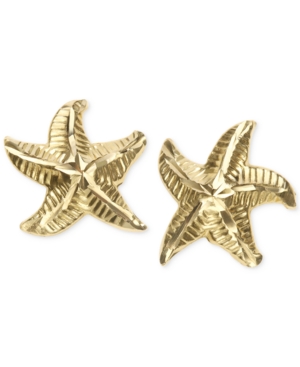 image of Patterned Starfish Stud Earrings in 10k Gold