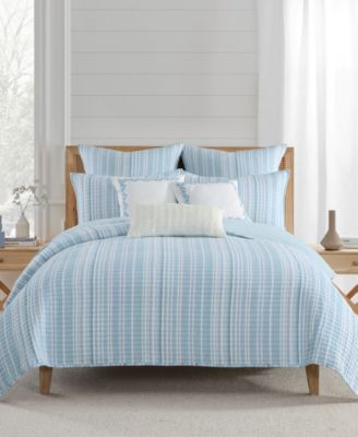 Home Boracay Stripe Muslin Textured 3-Pc. Quilt Set, King