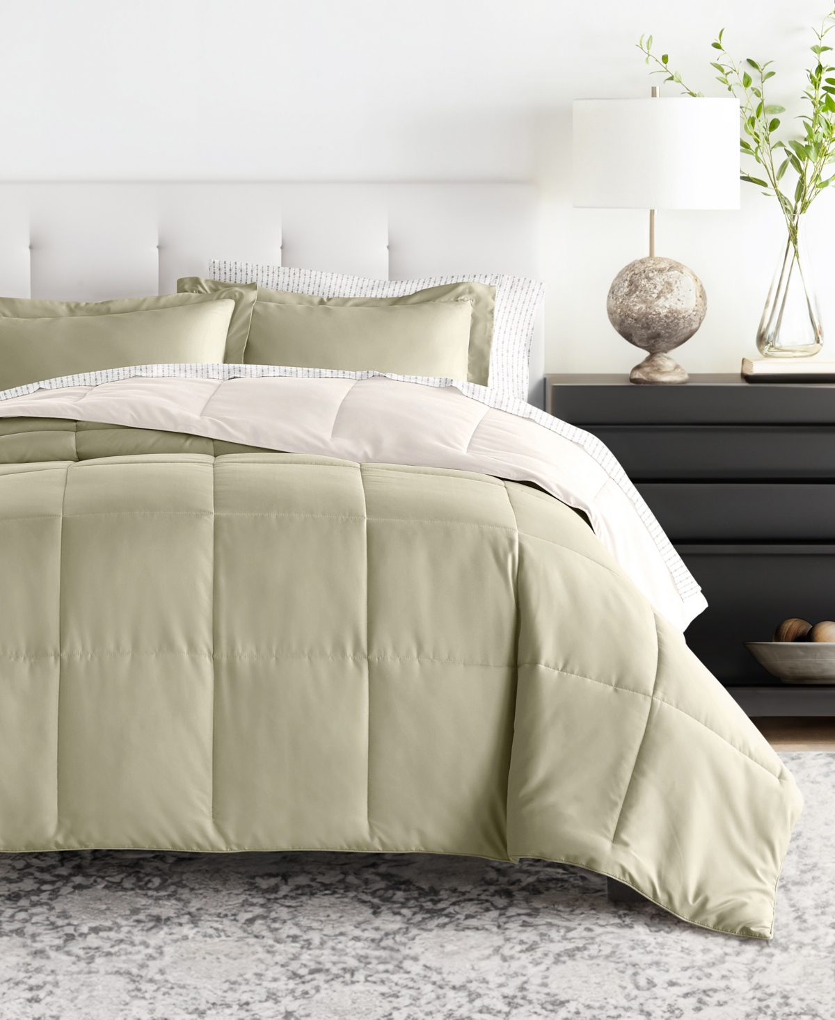 ienjoy Home Bedding Bundle Reversible Pattern -Piece Comforter Set