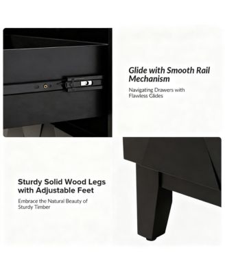 Modern 2-Drawer Side Table with Charging Station