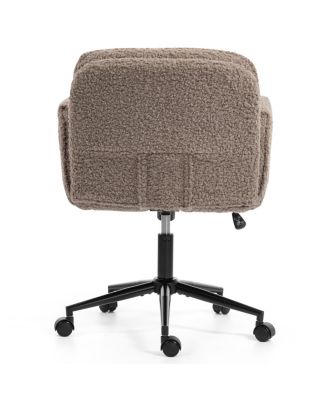 Criss Cross Teddy Fleece Swivel Chair with Adjustable Armrests & Wheels