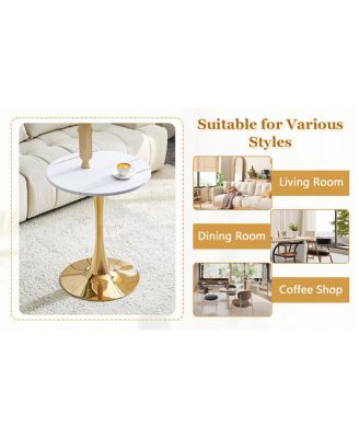 Round Dining Table Tulip Bistro Table with Metal Pedestal