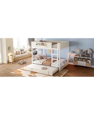 Queen Bunk Bed with Trundle, Bookshelf, and Auto Design for Kids