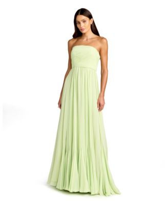 Women's Strapless Chiffon Gown With Braided Belt