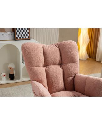 Teddy Fabric Leisure Rocking Chair with Adjustable Footstool