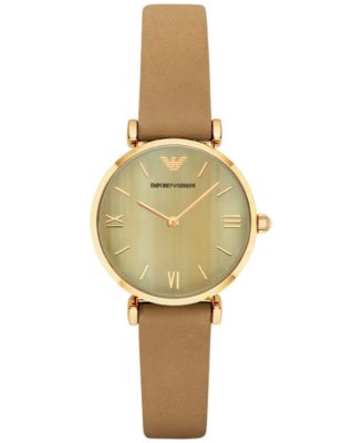 Emporio Armani - Women's Gianni T-Bar Light Brown Leather Strap Watch 32mm AR1967