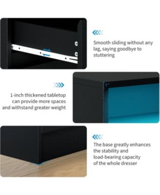 4 Drawer Dresser with Charging Station & LED Lights, Modern Chest with Power Outlet, Storage Cabinet for Bedroom or Living Room