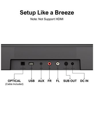 7.1ch Virtual Surround Sound Bar, Soundbar for Smart TV with Subwoofer, OPT/AUX/BT, Aura A40