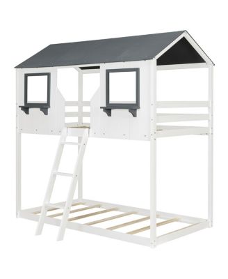 Streamdale Wood Bunk Bed with Roof & Ladder