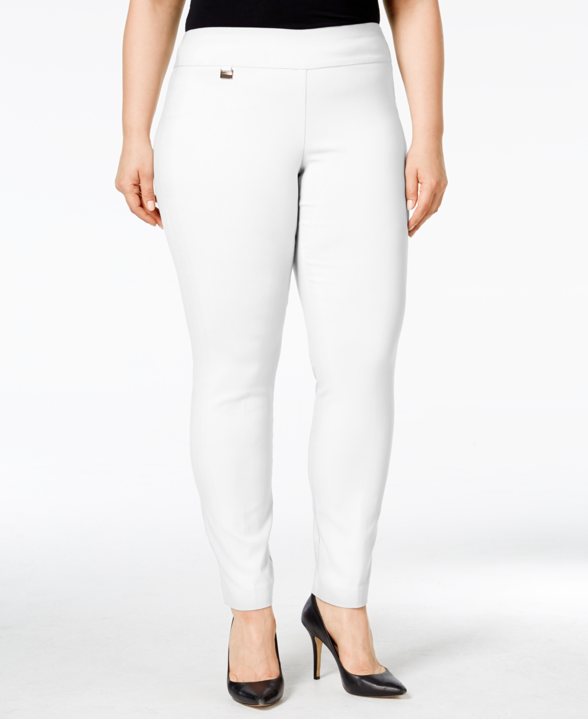 Alfani Plus Size Tummy Control Pull On Skinny Pants Created for Macy s Bright White Smart Closet