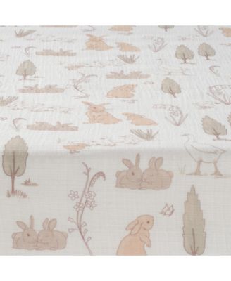 Baby Signature Bunny Hop Organic Cotton Muslin Fitted Crib Sheet