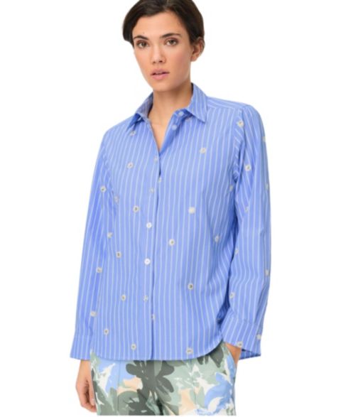 Женская рубашка Olsen Embellised Stripe, цвет: Небесно-голубой