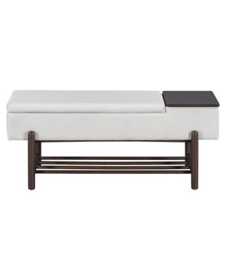 Entryway Shoe Bench with Cushion Top, Flip-Top Storage Compartment and Lower Rack for Hallway, Living Room and Foyer