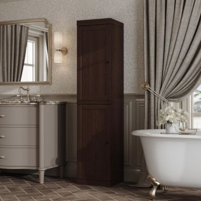 Premium 100% Solid European Oak Hardwood Bathroom Storage Cabinet with Shaker Doors – 16" Wide, 71.5" Tall