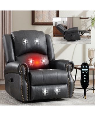 Heat Massage Manual Recliner Chair with Rocker and Swivel for Living Room
