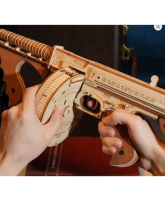 3D Wooden Puzzles for Adults 275pcs Submachine Shooter Rubber Bands Wood Crafts DIY Building Model Kits Assembly Puzzle Gifts for Adults