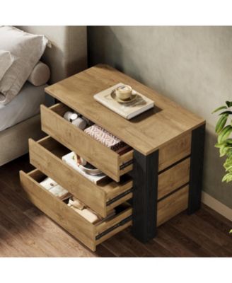 36" Wide Nightstand Set of 2, Extra Large Night Stand with 3 Drawers, Oversized Nightstand Bedside Table, Farmhouse Side End Table