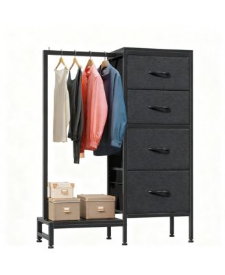 44" Tall 2-in-1 Dresser & Rack, 4 Drawers, Reversible, Sturdy