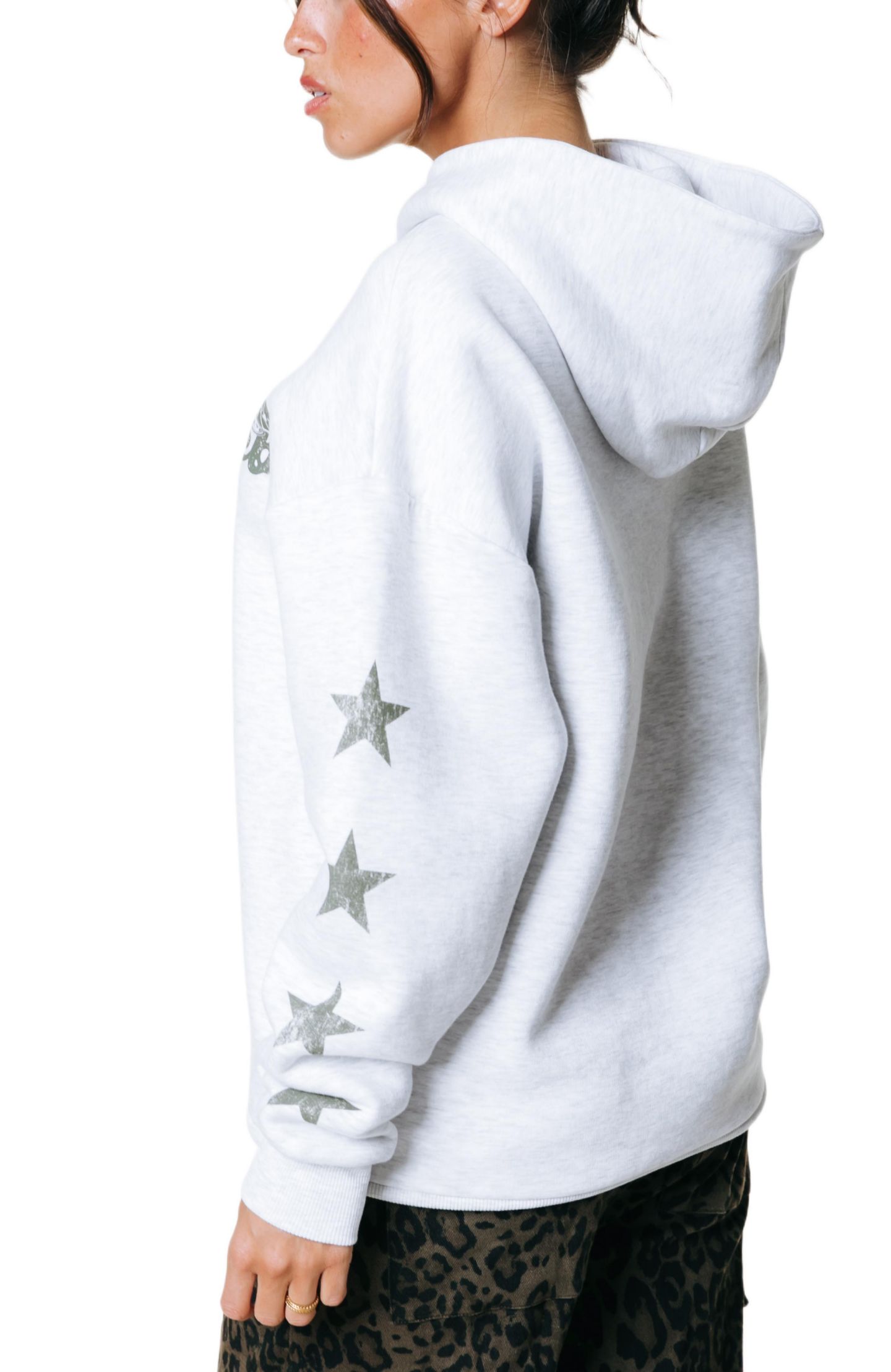 Женское худи Colourful Rebel Star Logo Clean, цвет: Светлый серый меланжевый — фото 3