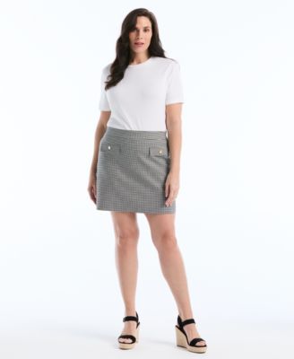 Plus Size Gingham Flap Pocket Skort