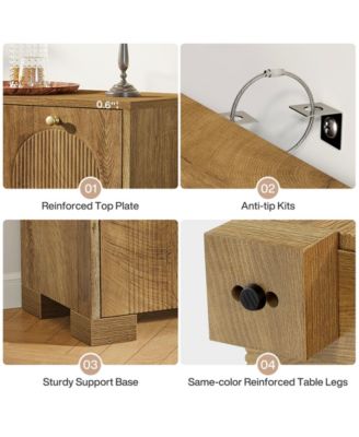 59" Sideboard, 4-Door Storage Cabinet with Shelves, Buffet TV Stand, Modern Vintage Coffee Bar Cabinet