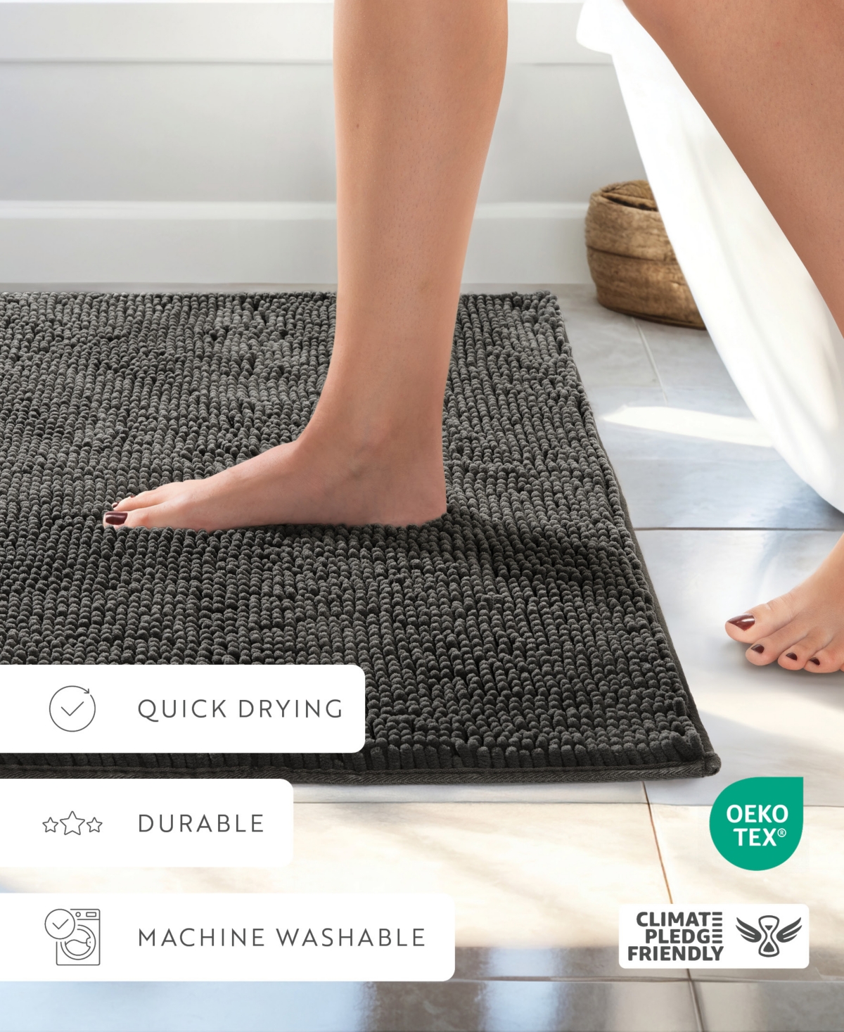 ienjoy Home Soft Absorbent Chenille Bath Mat