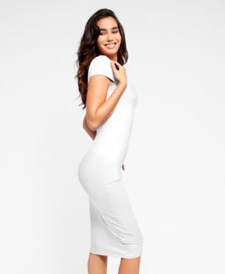 Women's Shapewear Short Sleeve Low-Back Bodycon Midi Dress