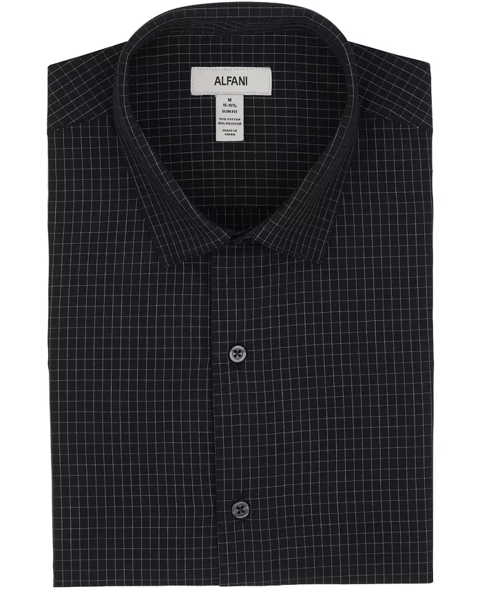 Men's Slim-Fit Grid Dress Shirt - thumbnail 8