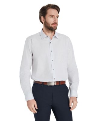 Men's Slim-Fit Grid Dress Shirt