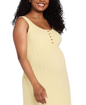Maternity Motherhood Sleeveless Nursing Henley Midi Dress