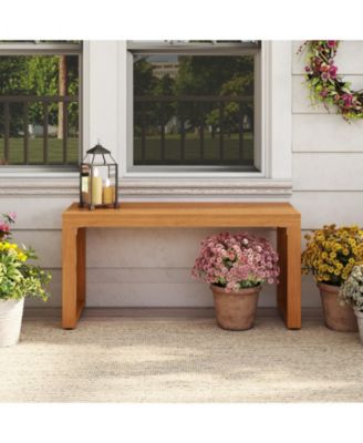 36 Inch Patio Bench All-Slat Acacia Wood Loveseat for 2 People 800 lbs Capacity