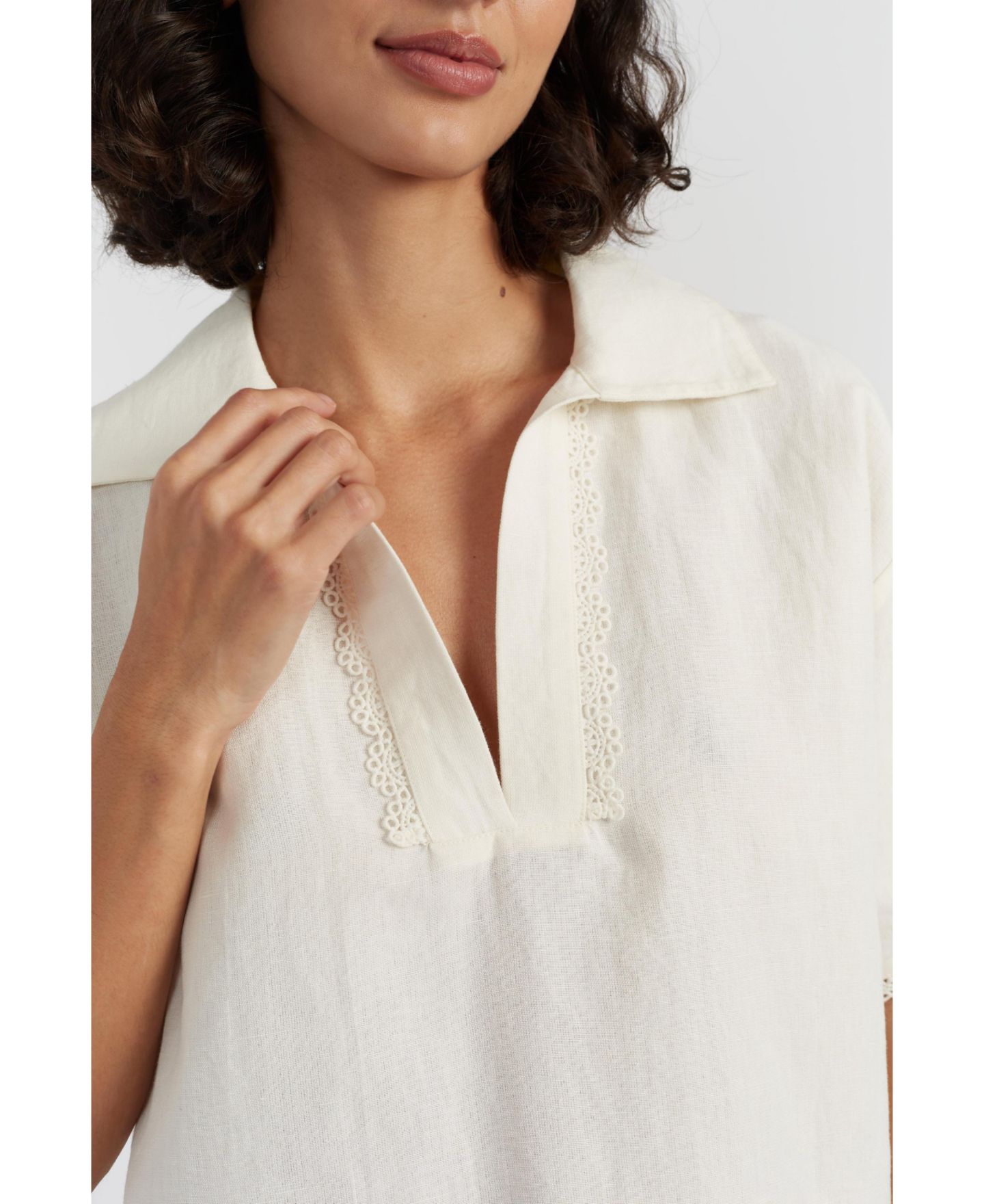 Женское платье Chinti & Parker Linen-Blend Scallop Tunic, цвет: Кремовый — фото 5